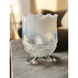 NATIONAL GLASS CO. #905 MANILA OPALESCENT SPOONER OR SUGAR BOWL, 4.5" TALL